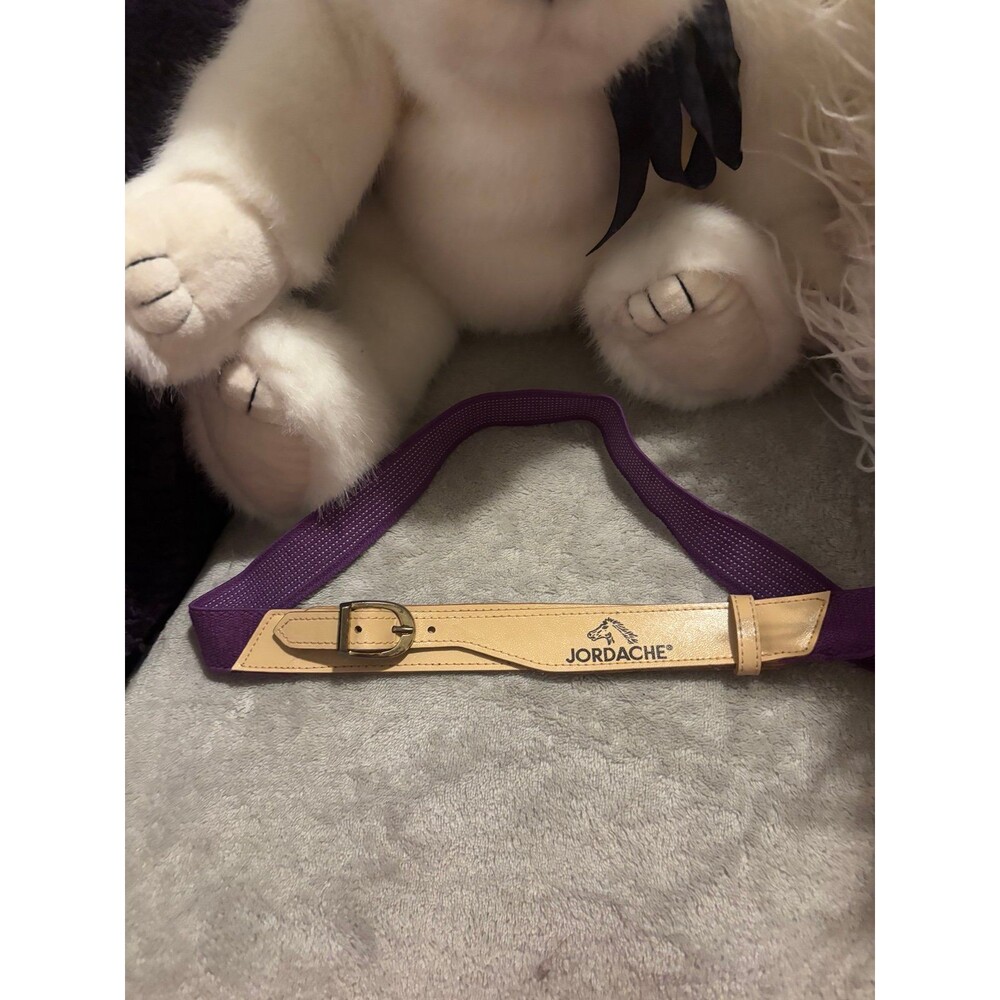 Vintage 80s Jordache Purple Elastic Belt Leather Horse Logo M